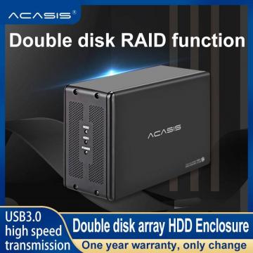 Acasis Disk Array Máy tính để bàn Hộp đĩa cứng di động 3,5 inch Tủ RAID Mảng USB 3.0 Giao diện dữ liệu Tủ đa lưu trữ bên ngoài hai đĩa