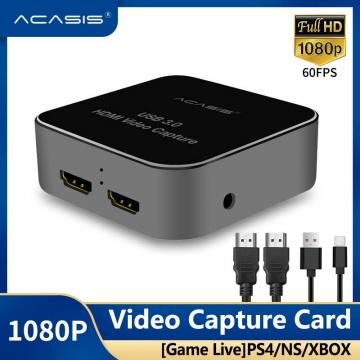 ACASIS HDMI to USB3.0 Video Capture Card Ghi HD 1080P 60fps Game Stream, Game Commentate qua Mic, Hỗ trợ Đầu vào / Đầu ra 4K 30P, dành cho PS4, Xbox One và Nintendo Switch ezcap266