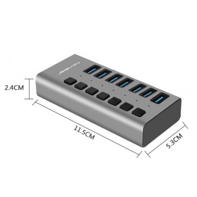 ACASIS Hub USB 3.0 Tốc độ cao 7 cổng USB 3.0 có bật / tắt bộ chia với bộ điều hợp nguồn EU / US / UK cho máy tính xách tay Macbook